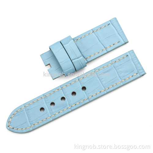 24mm genuine calf leather alligator grain watch band for panerai watch strap stainless steel watch band leather watch strap
